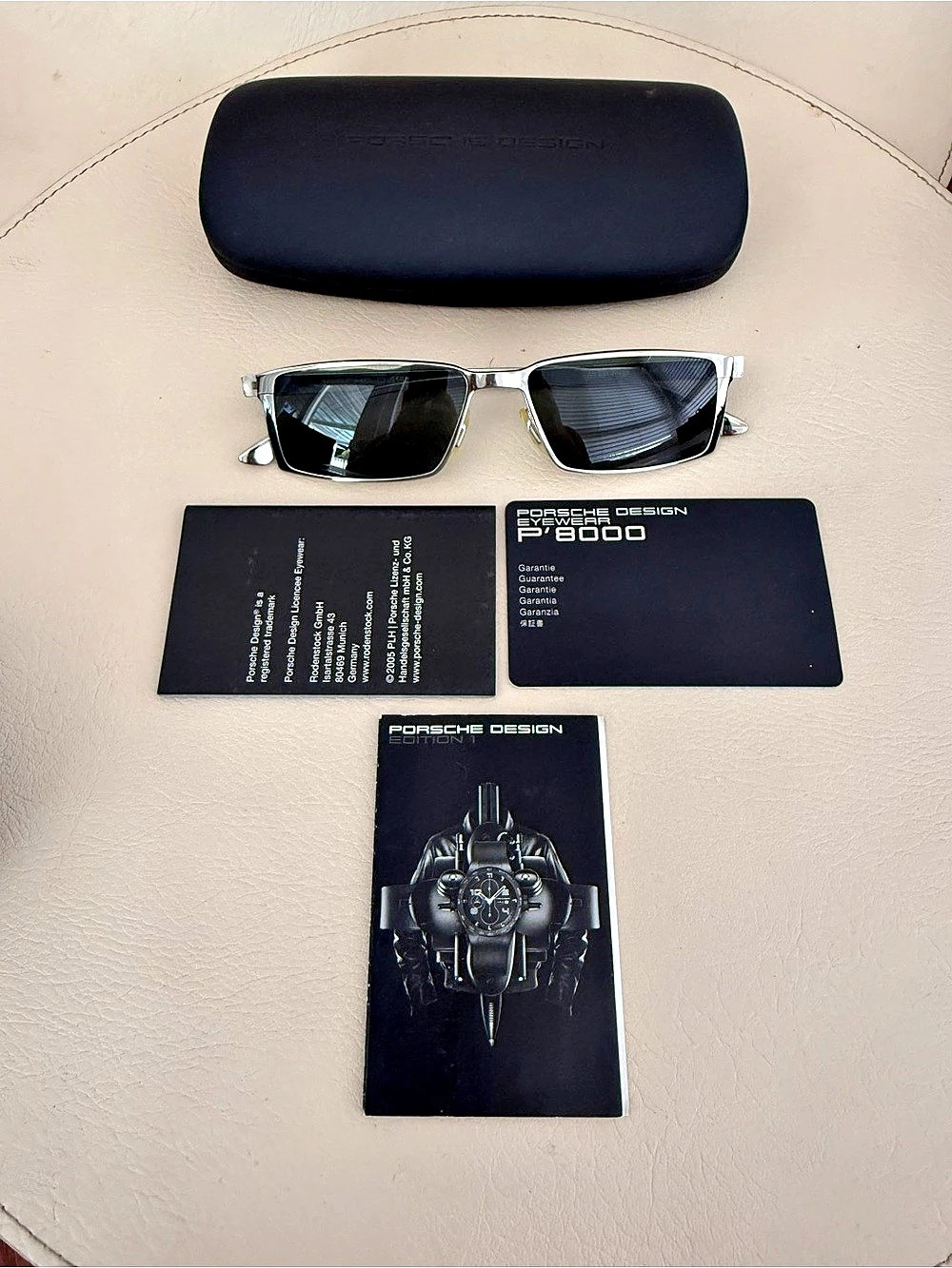 Porsche Design P'8500 Silver & Black Sunglasses Like New